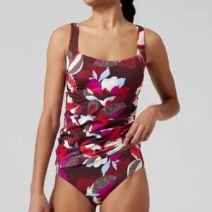 NWT Athleta Square Neck Bra Cup 34 B/C Hero Bloom Decadent Chocolate Tankini Top